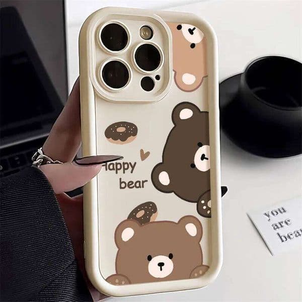 Cute Cartoon Bear Phone For 11 Case iPhone 12 13 14 15 16 Pro Max X XR XS 7 8 Plus SE Silicone Shockproof Soft Cover 26Y0228