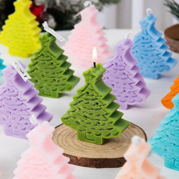 Bestseller 1-21pcs Star Christmas Tree Silicone Scent Candle Mold with Handmade Label Plaster Making Kit Home Decor DIY Pine Resin Souvenir ddmySat