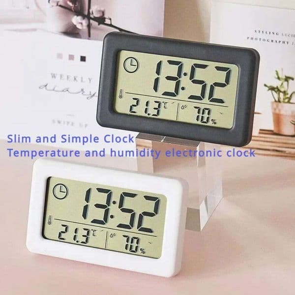 Mini Digital Temperature Humidity Portable Watch Thermometer Hygrometer 12/24 Hours Battery Powered Clock Home Table 26W0228
