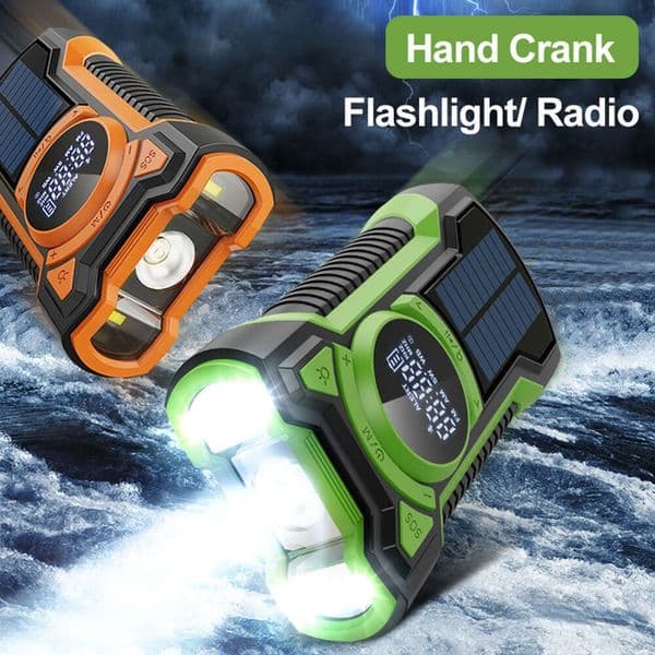 Three-Proof Hand-Cranked Power Generation Flashlight Waterproof Multi-Function Emergency Radio With Bluetooth Solar Outdoor 5000Ma Outdoor Equipment