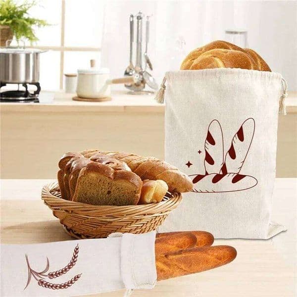 Linen Reusable Cotton Drawstring Storage Bag Loaf Homemade Bread Fresh Eco Friendly Keeping for Baguette 26Y0228