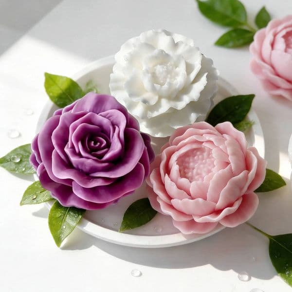 Bestseller DIY Floral Series Rose Peony Lotus Silicone Aroma Candle Plaster Resin Flowers Mold Handmade Soap Making Supplies ddmySat