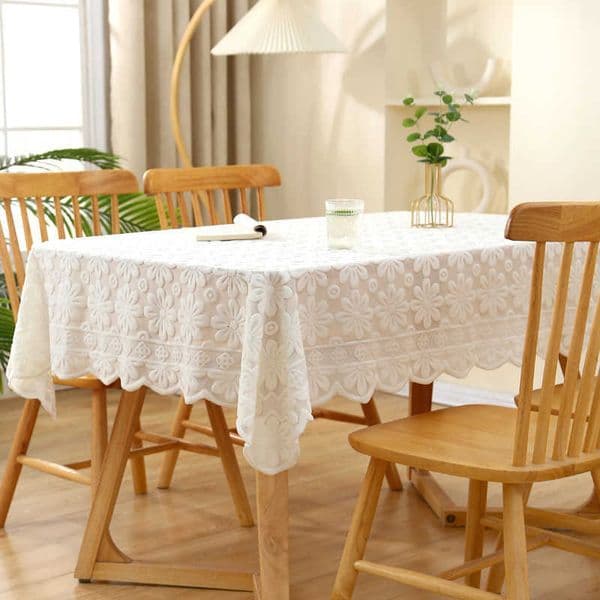White Lace Tablecloth Light Luxury High-end Round Table Square Tablecloth Coffee Table Bedside Table Sofa Refrigerator Dust Cover S260227