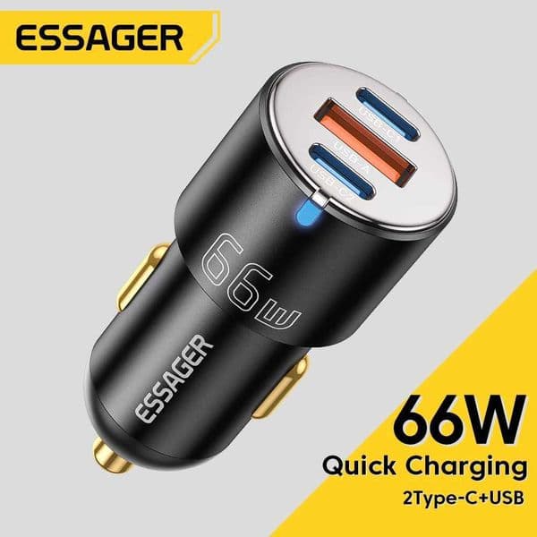 For Essager 66W Car Charger Fast Charging Quick Charger QC PD 30 For iPhone 14 Type C USB Car Charger For Huawei Samsung X260228