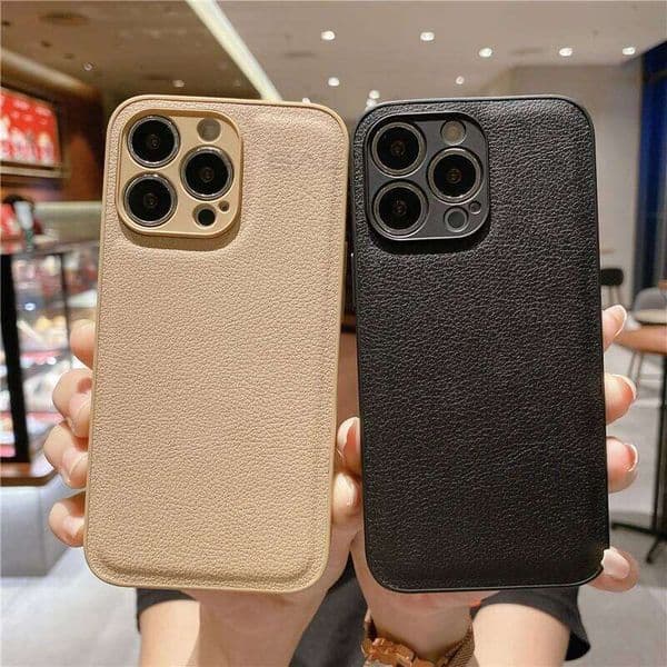 Leather Texture Shockproof Case For iPhone 15 14 13 12 11 Pro Max XR X XS 7 8 Plus SE2022 Mini Soft Full Camera Protection Cover 26W0228