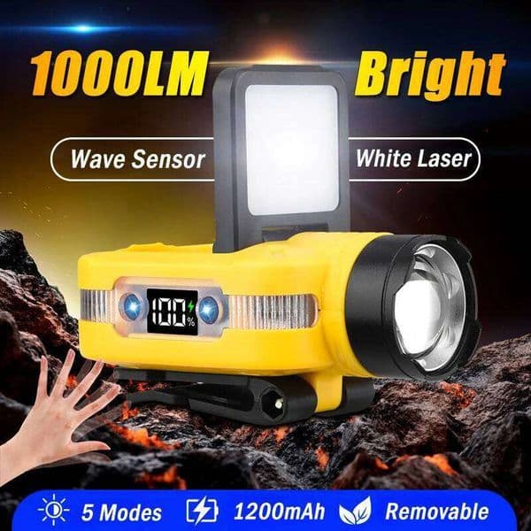 1000LM Sensor Headlamp USB C Rechargeable 5 Modes Headlight with Power Display Cap Clip Outdoor Fishing Camping Head Flashlight Z260228