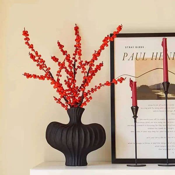 1PC Modern Minimalist Chic Plastic Vase Imitation Ceramic Water Cultivation for Home Living Room Desktop Decor 26W0228