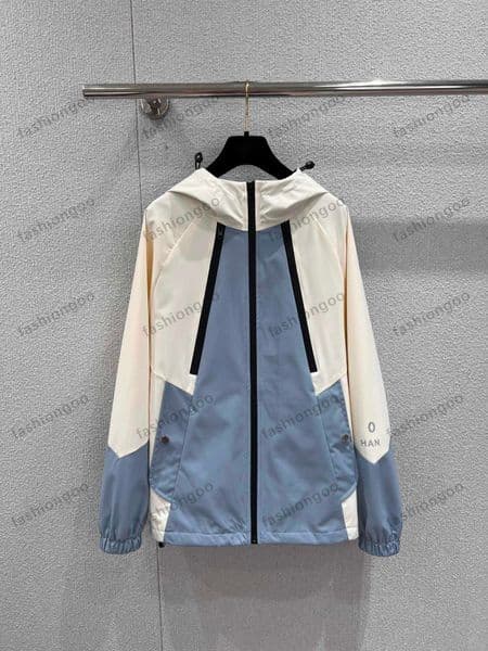 New ladies designer jacket fashion color matching zipper hooded jacket windproof fabric light with daily commuting and leisure trave N015W08F04