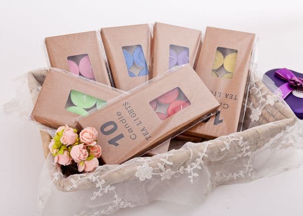 Colorful Round Wholesale Valentine's Day Romantic Confession Birthday Decoration 10-Pack Kraft Paper Box 6G Candles