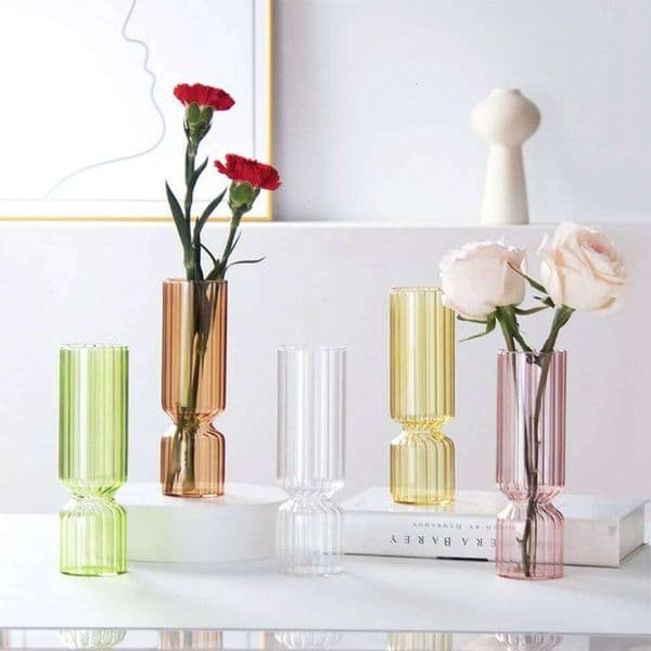 Transparent Hydroponic Striped Nordic Style Glass Vase Table Centerpiece Decorations Modern Living Room Ornament 26W0228