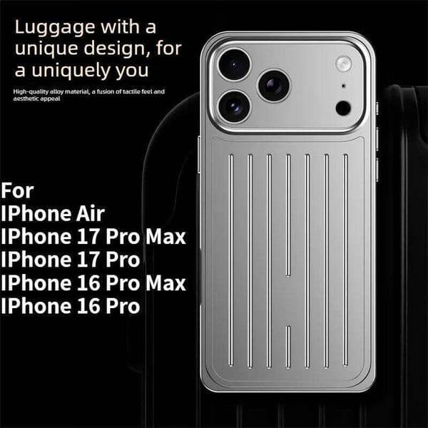 Colour Aluminum Alloy Frame Luggage Backpanel Pattern Case For IPhone Air 17 16 Pro Max 3D Corrugated Stripe Back Cover 26W0228