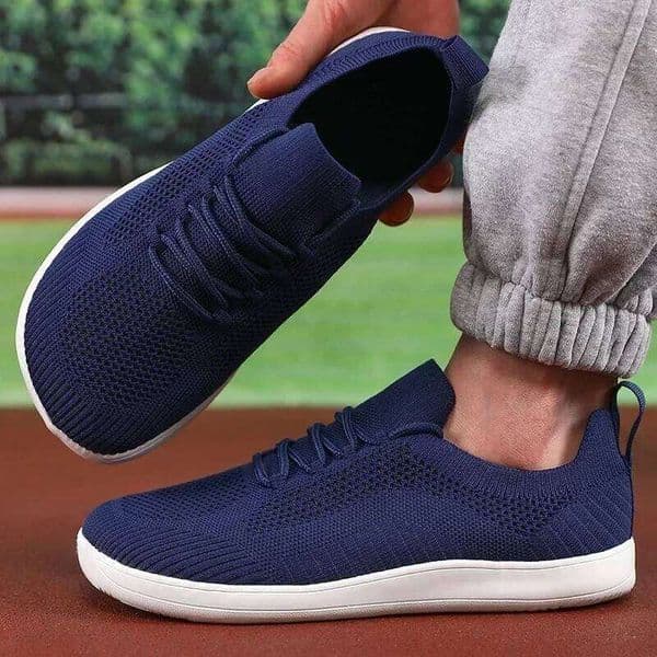 Wide Toe Barefoot for Men Lightweight Mesh Breathable Casual Shoes Non Slip Man Fashionable Lace Up Vulcanized Sneakers