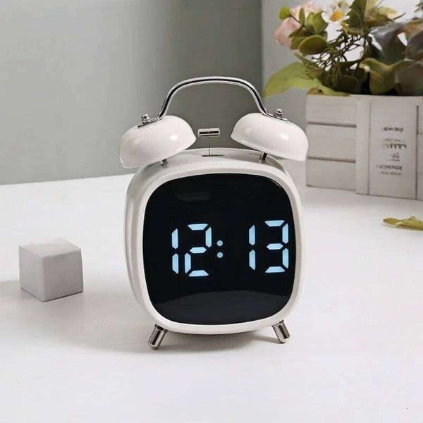 Voice Control Digital Alarm Double Bell Super Loud for Heavy Sleeper Mode 12/24H Night Anti-disturb Table LED Clock 26W0228