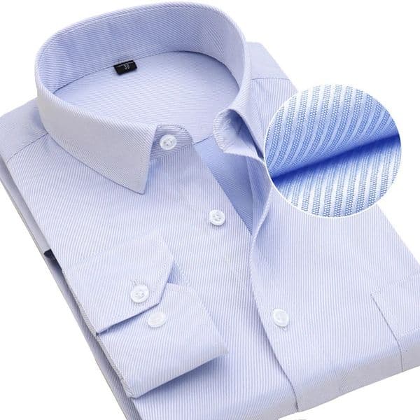 8XL Plus Size Mens Top Quality Dress Shirts Long Sleeve Slim Fit Solid Striped Business Formal White Shirt Male Social Clothing 260227
