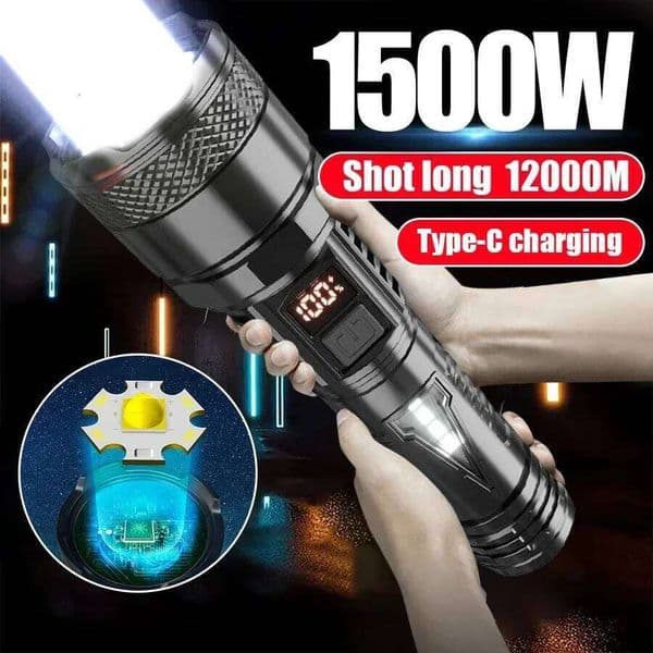 1500W Super Portable Rechargeable Lamp Built-in BatteryWaterproof High Power Led Flashlight White Laser Outdoor Torch Light Z260228