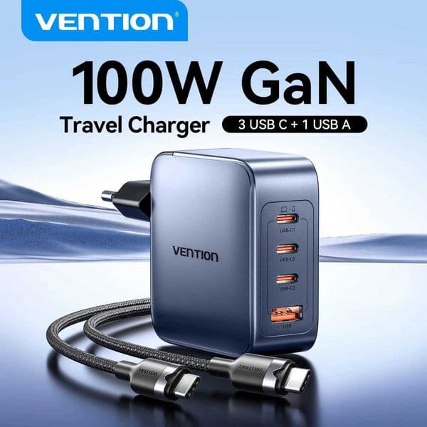 Vention USB C Charger 100W GaN Charger For MacBook Laptop PD Fast Charging for iPhone USB Type C Charger for iPhone 17 16 X260228