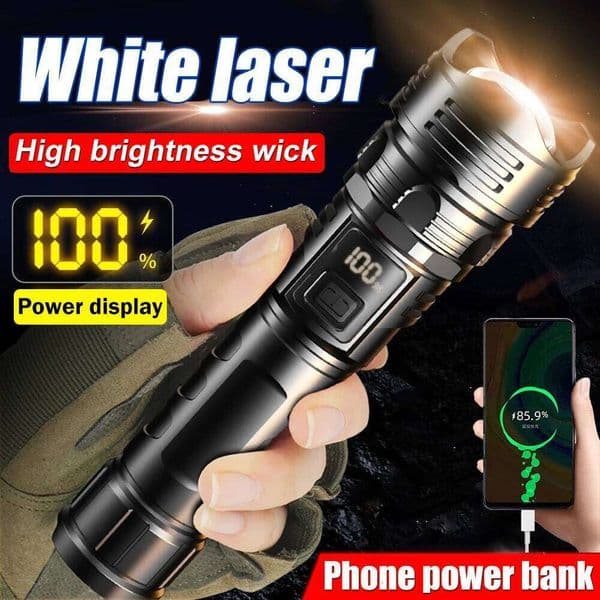 Powerful Laser Led Flashlights 5000LM Ultra Bright Tactical Emergency Spotlights Telescopic Zoom Light Built-in Battery Z260228