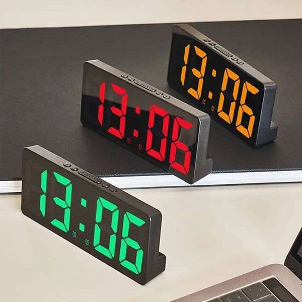 Color Nightlight Temperature Calendar Alarm LED Large Number Electronic Clock Backlight Home Decor 26W0228