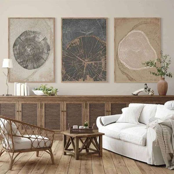 Beige Tree Rings Neutral Picture Home Decor Nordic Canvas Painting Wall Art Luxury Minimalist Print and Poster for Living Room 26H0228