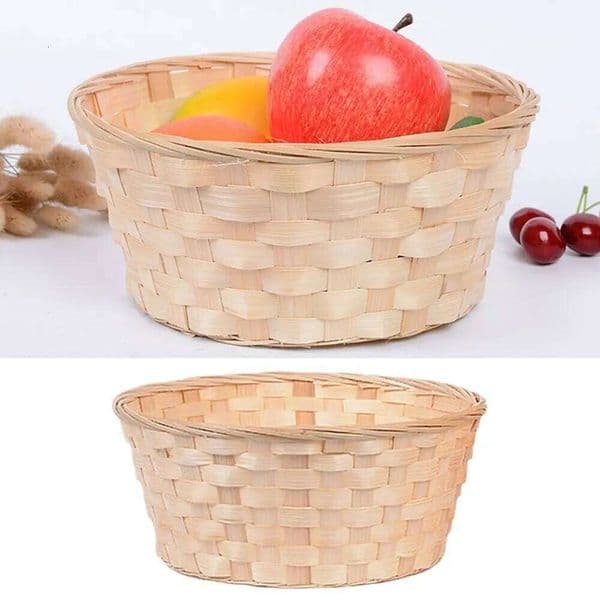 Multifunction Storage Yellow Bamboo Strips Rattan Weaving Home Decoration Handmade Flower Basket 26Y0228