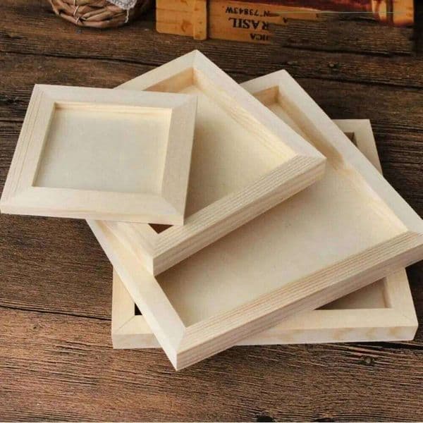Art Holder Blank Clay Frames Painting Drawing Desktop Ornament Wooden Photo Holders Multi Size DIY Handcraft 26H0225