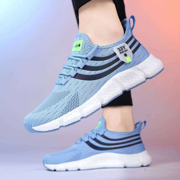 Men's Knitted Mesh Are Breathable Lightweight Soft Lace Up Flexibleshock-absorbing Exercise Walking Men Sports Shoes