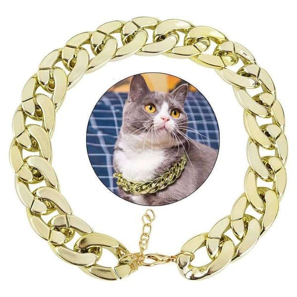 Pet Hip Hop Plating Plastic French Bulldog Necklace Small Dog Cat Chain Collar Adjustable Puppy Bully Neck Strap C260228