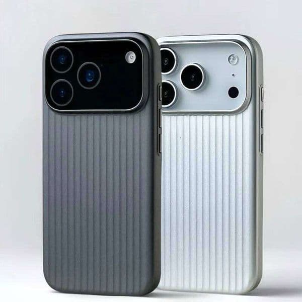 2026 New 3D Stripe Metal Paint Case For Iphone 17 16 15 14 Pro Max outdoor Matte Corrugated Luggage Pattern Armor PC Cover Free Shipping