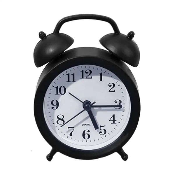 Small Analog Alarm Silent Retro Decor Battery Operated Desktop Clock for Nightstand Living Room, Office Kitchen Counter 26W0228