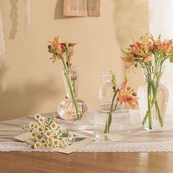 Glass Transparent Art Hydroponic Plant Bottle Desktop Decoration Accessories Dried Flower Vase Home Decor 26W0228