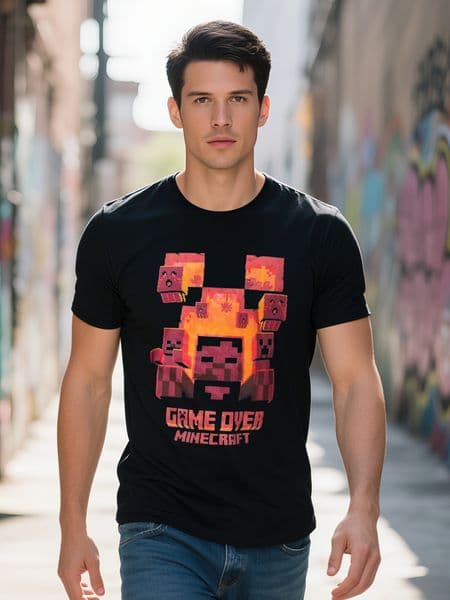 My World Flame Game Pixel Design Kids Short Sleeve T-Shirt