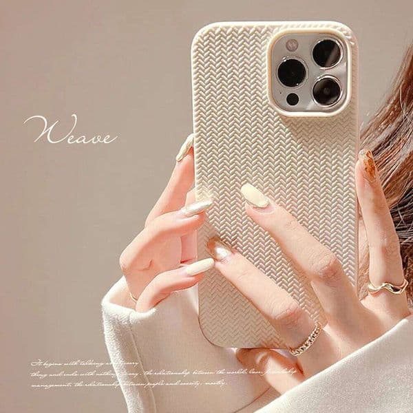 Knitted Fabric Look Cases for iPhone 16 15 14 11 13 12 Pro Max X XS XR SE 7 8 Plus TPU Protective Phone Cover 26L0110