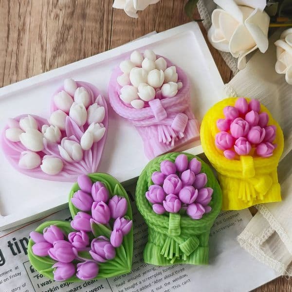 Bestseller Aroma Candle Plaster Car Diffuser Stone Molds Handmade Candy Chocolate Making Mould DIY Tulip Love Flowers Silicone Mold ddmySat