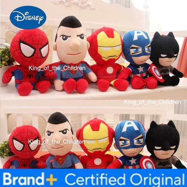 Disney 27-30cm Man Spidermaned Plush Toys Movie Dolls MarvelAvengers Soft Stuffed Hero Captain America Iron Christmas Gifts for Kids H260228