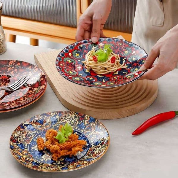 Bohemia ceramic large set household steak Western creative breakfast dish restaurant flat plate 26L0228