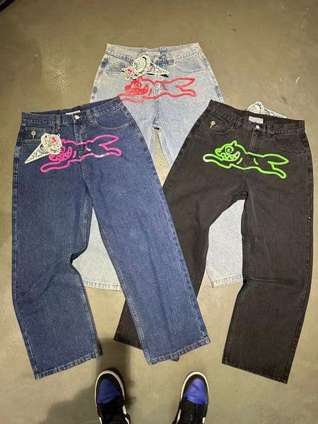 Ice American Retro High Ins Fly Dog Loose Version Wide Leg Jeans Beautiful Trendy Strt Washed Denim Trousers For Men C Ice Jorts Z260608