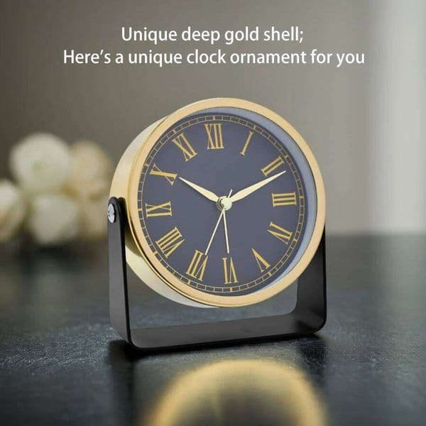 1 pc 4-inch European style light luxury metal alarm 180 degree rotating table clock, vintage desktop ornament clock; 26W0228