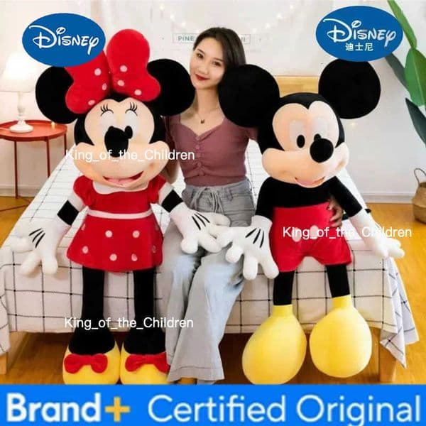 Disney Cartoon Cute Mickey Minnie Plush Doll Cotton Filled Super Soft Crystal Velvet Stuffed Toys Children Christmas Gift H260228