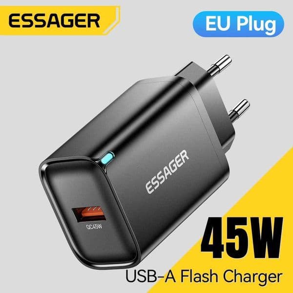 For Essager 45W USB A Charger Portable Charger QC30 FCP SCP Fast Charging For Samsung 15 iPad OPPO Vivo Laptop Quick Charger X260228