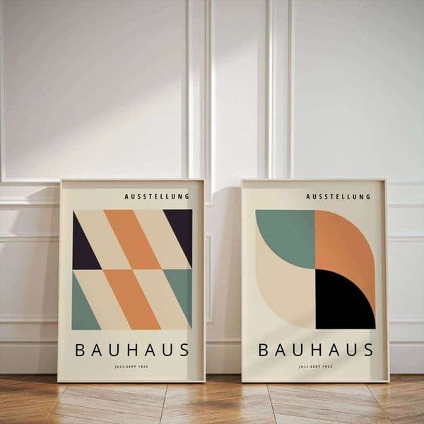 Black & Orange Canvas Prints Mid-century Modern Bauhaus Geometric Wall Art Posters for Living Room Bedrooms Home Decor 26H0228