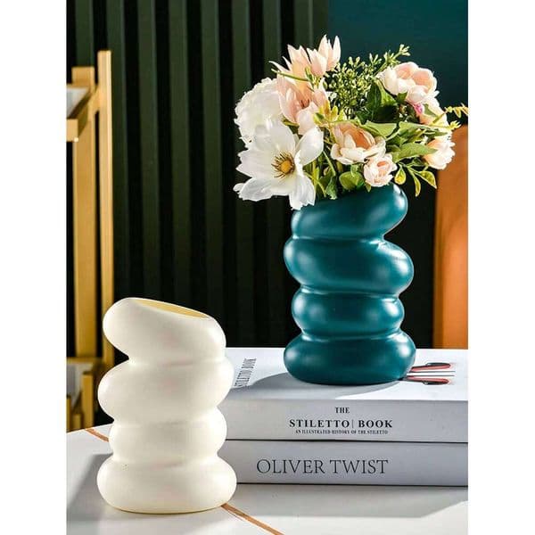 1pc Plastic Spiral Vase, Nordic Creative Flower Arrangement Container, Suitable for home decoration, Aesthetic Room Decor 26W0228