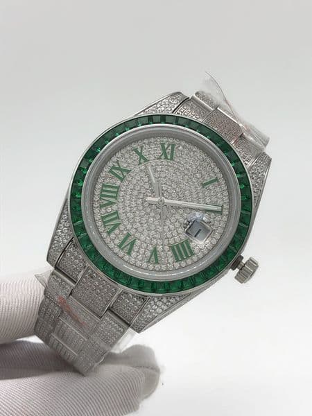 9 style men's wrist Watches 41mm green Roman Dial Mechanical Automatic Stainless Steel straps Fold Over Clasp mens watch Factory Maker