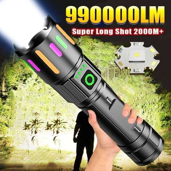 Powerful Flashlight Rechargeable GT10 Shot LED Flashlights High Power Zoom Torch Long Range Tactical Lantren Camping Z260228
