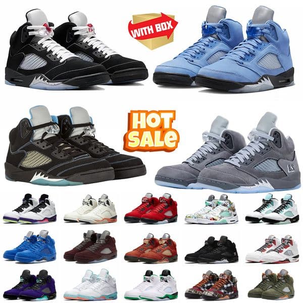 designer 5s Basketball shoes Men Aqua UNC Green Bean Dark Blue Suede sneaker shoe Red Sail What The Easter Mens Trainers Sport Sneakers 36-47 with box
