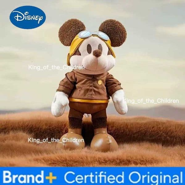 Disney Genuine Mickey Pilot Plush Keychain Stuffed Doll Backpack Pendant Toys Birthday Christmas Gifts H260228