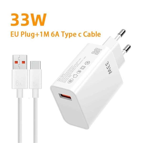 USB Fast Charger 33W Quick Charge 30 EU/US Plug Wall Charger For 14 13 Redmi K30 K40 Phone Portable USB Charger Adapter X260228
