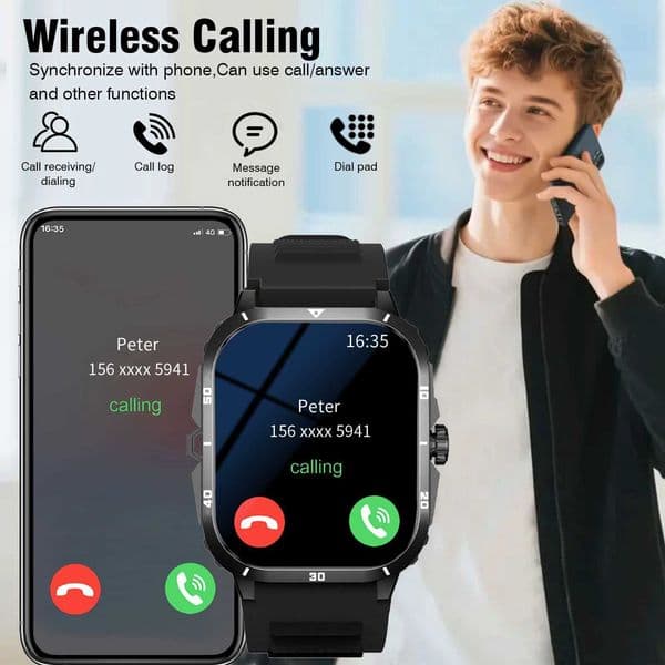 2025 Mens Smart Watch with Wireless Calling Dual Straps Stainless SteelSilicone Step Counter Flashlight Message ReminderJ260601