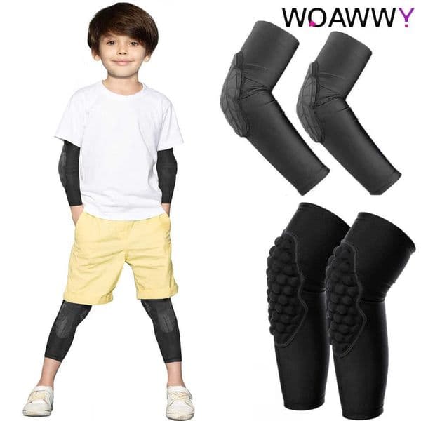 Pad honeycomb 1Pcs Sports Kids/Youth Compression Knee 5-15 Elbow Years Pads Guards tective Gear for Basketball Baseball C260601
