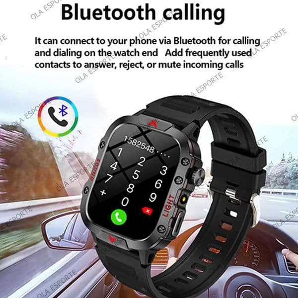 Men Military Waterproof Smart Watch 196AMOLED Sn Wireless Call Smartwatch Fitness Clock 100Sports Modes Health MonitoringJ260601