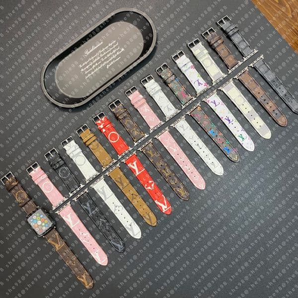 Designer Leather Ap Watch Band 38 40 41 42 44 45 46 49 mm Straps Fashion Letter Flower Watchs Strap Wristband For watch 10 9 8 7 6 5 SE Bands Luxury Watchbands